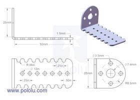 Mechanical drawing for the Pololu 25D mm metal gearmotor bracket